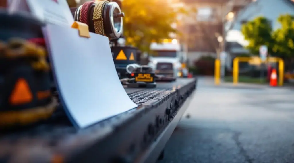 A professional Snappy Towing flatbed truck clearing an illegally parked sedan from a marked private lot in Gardner.